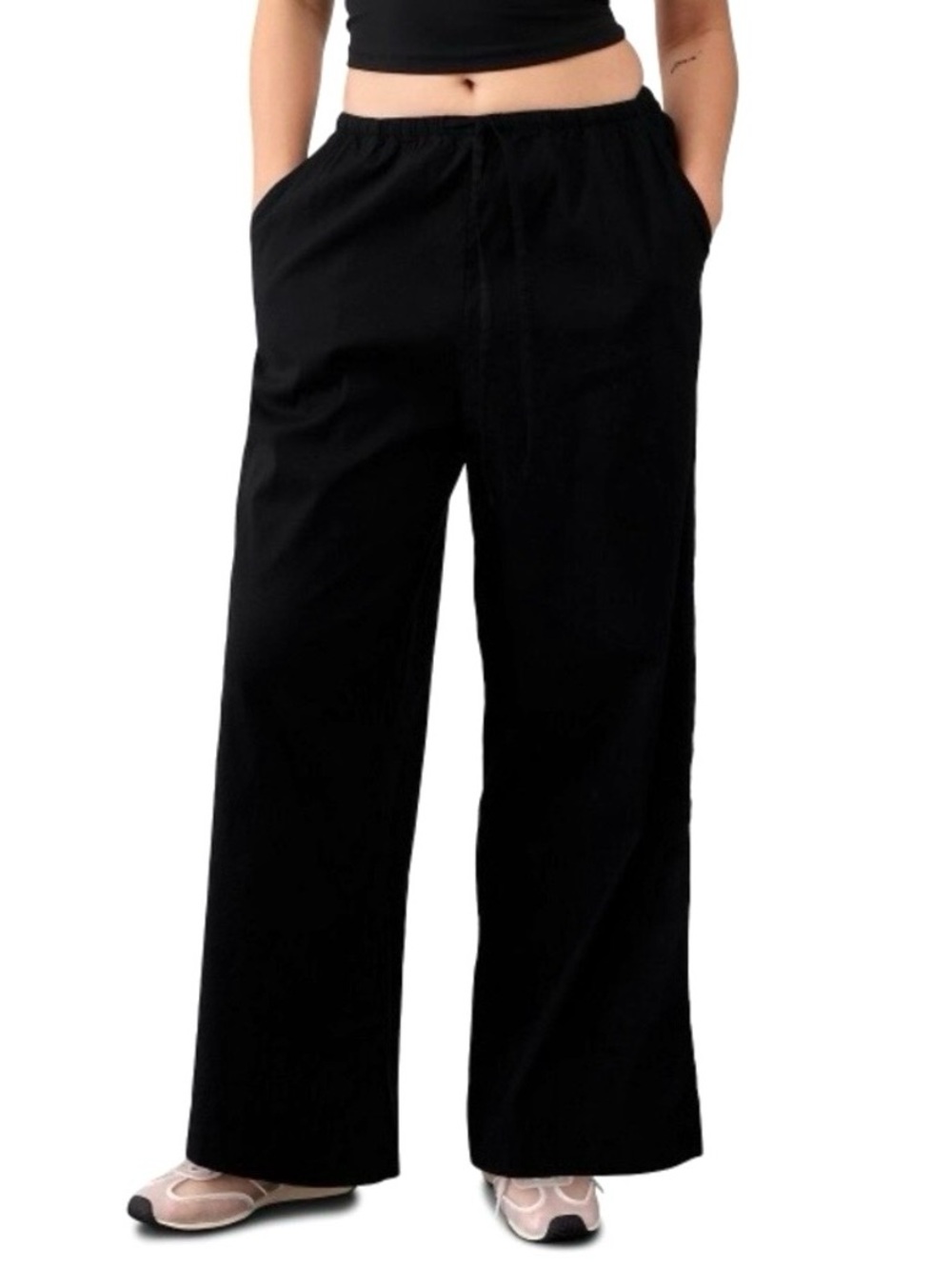 Athleta Paradise Wide Leg Pants Women’s Size M Drawstring Waist Linen Blend